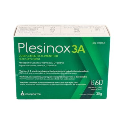 Atache Plesinox 3A 60 Capsules Complément Alimentaire Polypodium Vitamine A C Sélénium Atache Plesinox 3A 60 Capsules Complément Alimentaire Polypodium Vitamine A C Sélénium