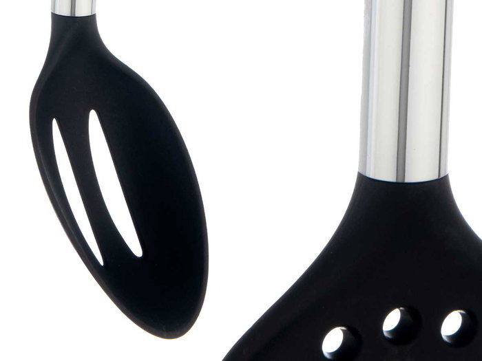 Kinvara Set de 7 Ustensiles de Cuisine Noir et Argent Dimensions 14 x 38 x 14 cm (Set de 6)