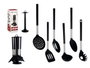 Kinvara Set de 7 Ustensiles de Cuisine Noir et Argent Dimensions 14 x 38 x 14 cm (Set de 6)