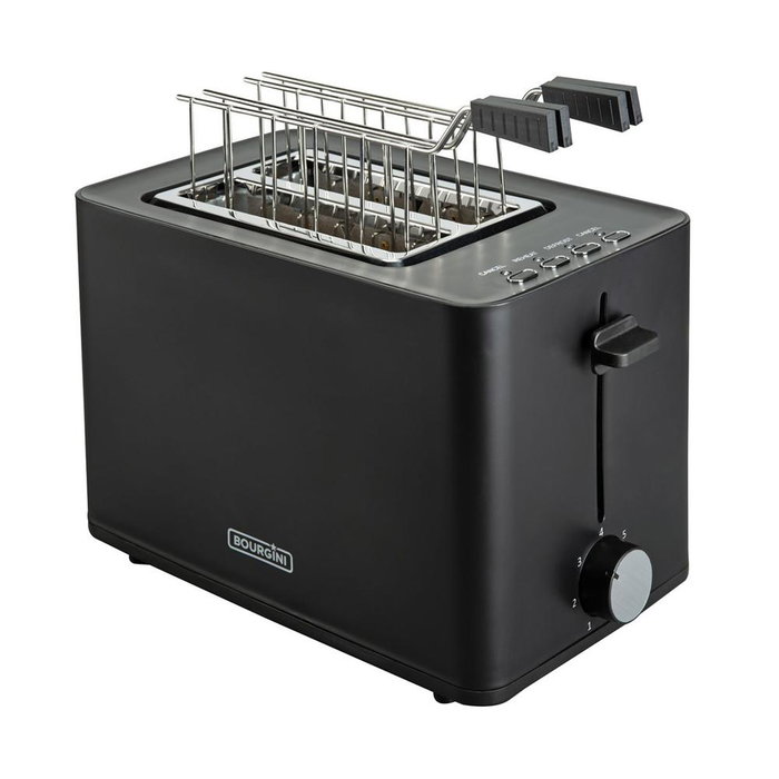 Bourgini 14.0402.00.00 Tostadora Tosti Grille-pain avec Accessoires Sandwichs Noir Mat 850W