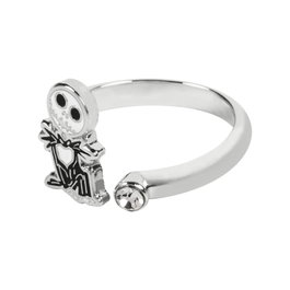 Disney Jack Skellington Bague 'Pesadilla Antes de Navidad' en Argent Ajustable avec Pierre Transparente - Emballage Officiel Disney