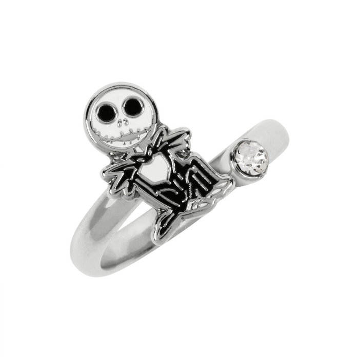 Disney Jack Skellington Bague 'Pesadilla Antes de Navidad' en Argent Ajustable avec Pierre Transparente - Emballage Officiel Disney