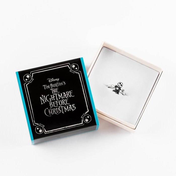 Disney Jack Skellington Bague 'Pesadilla Antes de Navidad' en Argent Ajustable avec Pierre Transparente - Emballage Officiel Disney