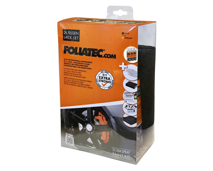 Foliatec Kit de peinture en spray pour roues 2C Noir brillant