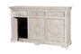 GINER Y COLOMER - Buffet 3 portes et 3 tiroirs en bois de manguier massif, finition blanc vieilli antique, dimensions 90 x 150 x 40 cm