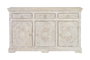 GINER Y COLOMER - Buffet 3 portes et 3 tiroirs en bois de manguier massif, finition blanc vieilli antique, dimensions 90 x 150 x 40 cm