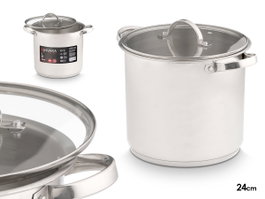 Kinvara Olla à induction avec couvercle en verre 24 cm, acier inoxydable et verre, argent (Set de 4)