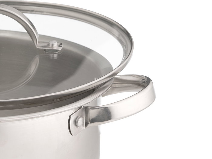 Kinvara Olla à induction avec couvercle en verre 24 cm, acier inoxydable et verre, argent (Set de 4)
