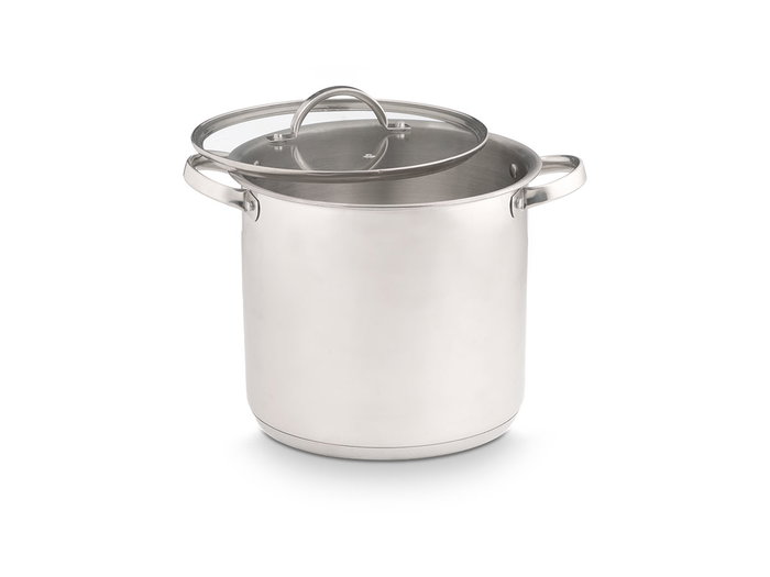 Kinvara Olla à induction avec couvercle en verre 24 cm, acier inoxydable et verre, argent (Set de 4)
