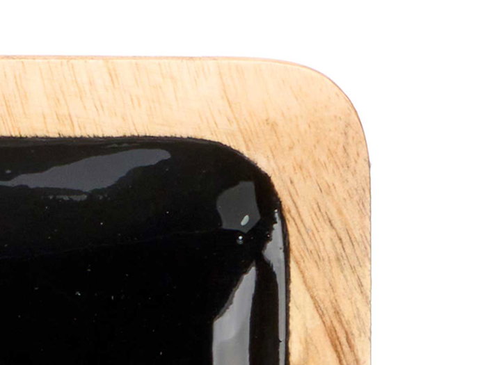 Giftdecor Bandeja Rectangulaire 4 Compartiments en Bois de Manguier Noir 46x3x17 cm (Set de 6)
