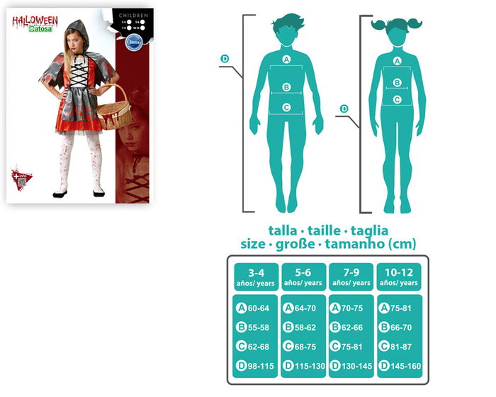 Caperucita Roja Déguisement de Petite Fille Costume d'Halloween avec Taches 3-4 Ans Taille 3-4 Ans Thème Effrayant Rouge et Gris Caperucita Roja Déguisement de Petite Fille Costume d'Halloween avec Taches 3-4 Ans Taille 3-4 Ans Thème Effrayant Rouge et Gris