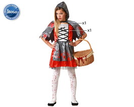 Caperucita Roja Déguisement de Petite Fille Costume d'Halloween avec Taches 3-4 Ans Taille 3-4 Ans Thème Effrayant Rouge et Gris