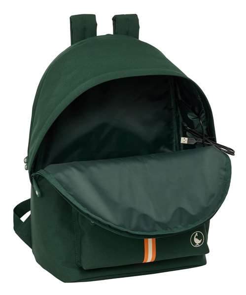 Safta Mochila Basics Sac à dos double pour ordinateur portable 15,6 pouces avec chargeur USB, vert, 31 x 44 x 18 cm