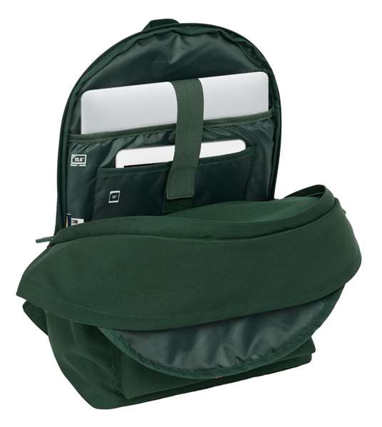 Safta Mochila Basics Sac à dos double pour ordinateur portable 15,6 pouces avec chargeur USB, vert, 31 x 44 x 18 cm