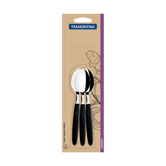 Tramontina Cuillères à thé Ipanema noir, 13,9 cm, 3 pièces Tramontina Cuillères à thé Ipanema noir, 13,9 cm, 3 pièces