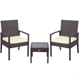 Color Baby aktive - Ensemble de salon 2 fauteuils avec table basse, fauteuils 54.5x56x79 cm en métal et rotin, table 43.5x39 cm verre, recommandé dès 3 ans
