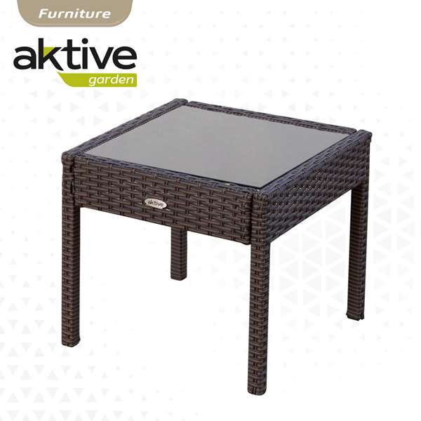 Color Baby aktive - Ensemble de salon 2 fauteuils avec table basse, fauteuils 54.5x56x79 cm en métal et rotin, table 43.5x39 cm verre, recommandé dès 3 ans
