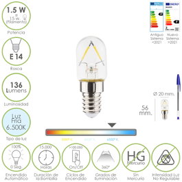 MAURER Ampoule LED pour Réfrigérateur E14 1,5 W 6500K