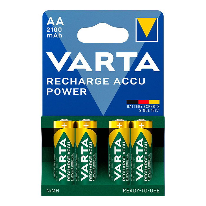 Varta HR6 Pile rechargeable Accu Power AA 2100 mAh Ni-MH 1,2 V Blister 4 unités Ø14,5 x 50,5 mm Varta HR6 Pile rechargeable Accu Power AA 2100 mAh Ni-MH 1,2 V Blister 4 unités Ø14,5 x 50,5 mm