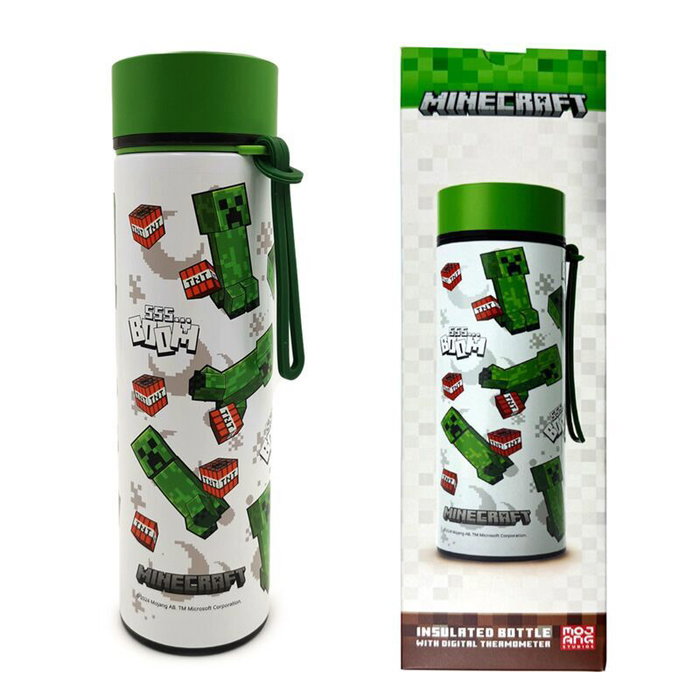 PUCKATOR Bouteille isotherme Minecraft 450ml avec thermomètre PUCKATOR Bouteille isotherme Minecraft 450ml avec thermomètre