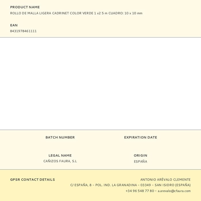 Faura Rouleau de maille légère cadrinet vert 10 x 10 mm, 1 x 25 m