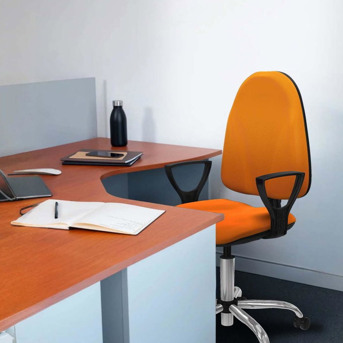 PIQUERAS Y CRESPO Chaise de bureau Algarra, similicuir marron foncé, piètement chromé