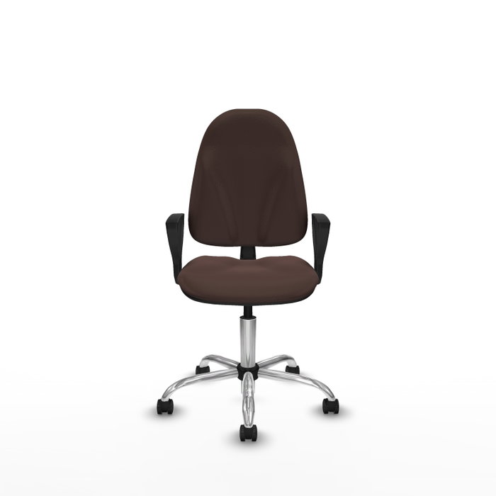 PIQUERAS Y CRESPO Chaise de bureau Algarra, similicuir marron foncé, piètement chromé