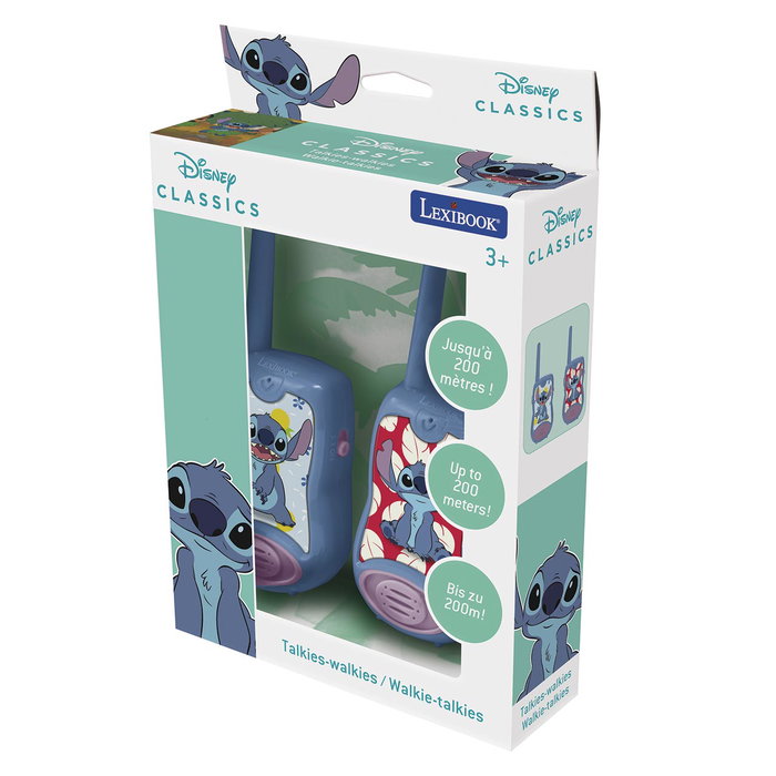 Lexibook Walkie Talkies Disney Stitch 200 mètres - Communication sans fil pour enfants à partir de 3 ans - Modèle TW12D