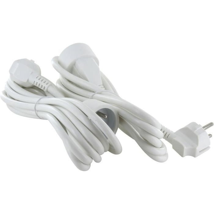 Chacon Lot de 2 prolongateurs HO5VVF 3 x 1,5 mm² - 3 m - Blanc Chacon Lot de 2 prolongateurs HO5VVF 3 x 1,5 mm² - 3 m - Blanc
