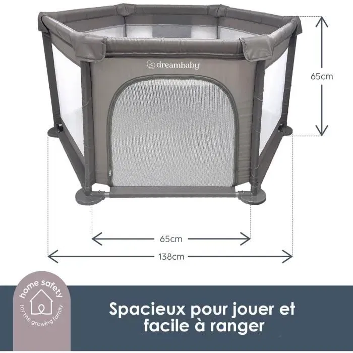 Dreambaby - Parc d'activités Explore Deluxe pour bébé, 6 côtés, base en tissu et cadre rembourré, 140 cm de diamètre, 70 cm de hauteur, couleur taupe Dreambaby - Parc d'activités Explore Deluxe pour bébé, 6 côtés, base en tissu et cadre rembourré, 140 cm de diamètre, 70 cm de hauteur, couleur taupe