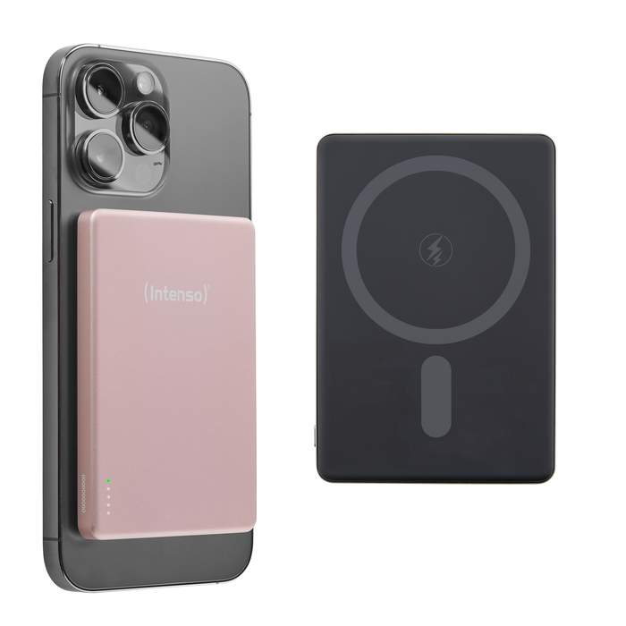 Intenso 7344023 Powerbank 5000 mAh avec charge MagSafe, Sortie USB-C 20 W, Couleur Rose