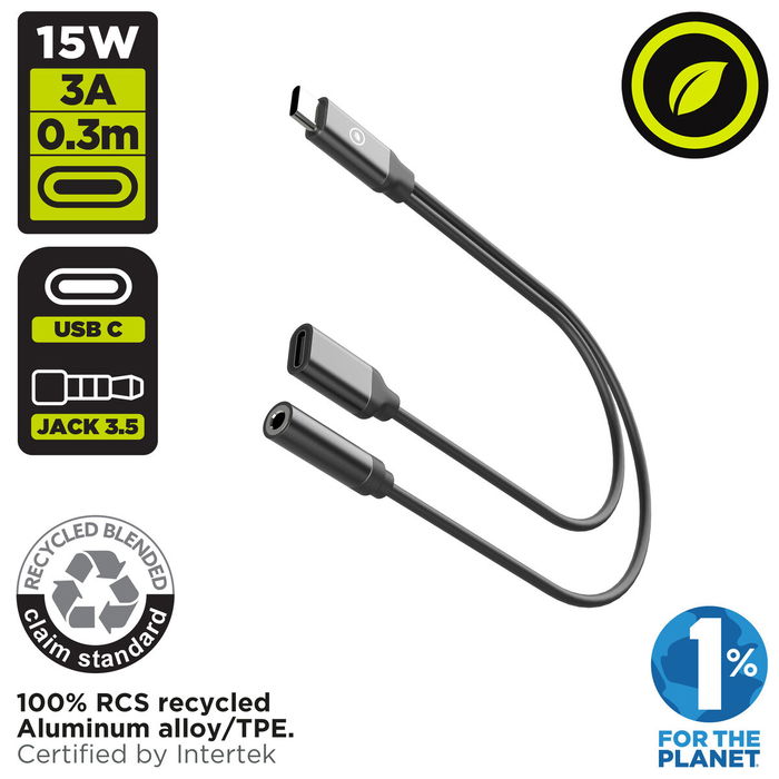 Adaptateur Audio Jack Muvit for Change Noir