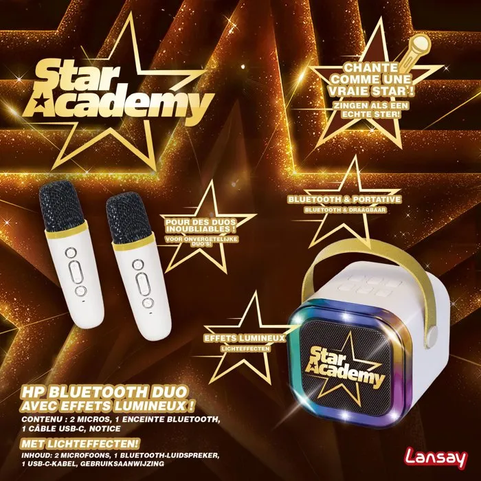 Lansay Star Academy HP Bluetooth Duo - Enceinte et 2 micros sans fil Lansay Star Academy HP Bluetooth Duo - Enceinte et 2 micros sans fil
