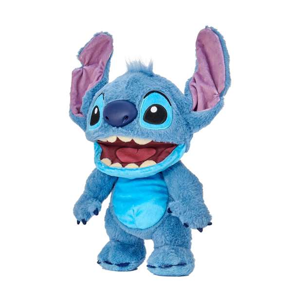 Famosa Peluche interactive Chatty Stitch avec plus de 100 sons et mouvements, répond au toucher et fonctionne comme une marionnette - 33,5x25x14 cm