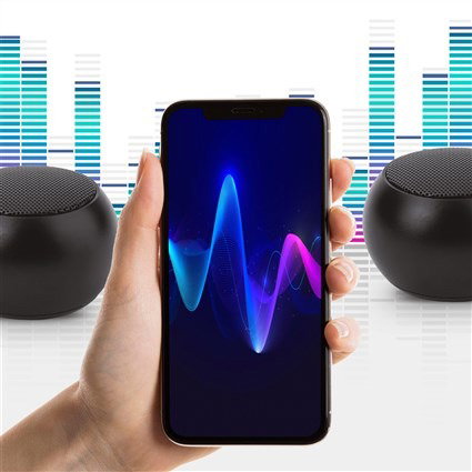 Elbe ALT-N70-TWS - Mini Enceinte Bluetooth 3W Noir, Compatible TWS pour Son Stéréo, Autonomie 4h, Compacte avec Fonction Selfie et Micro