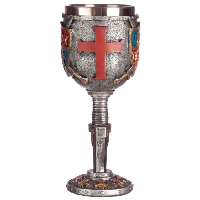Coupe médiévale bouclier et épée en résine et acier inoxydable - Dimensions : 18 x 7,5 x 8 cm