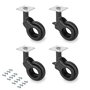 Emuca Lot de 4 roulettes Hole 2 avec plétine de montage, diamètre 60mm, Acier et Plastique, Peint en noir