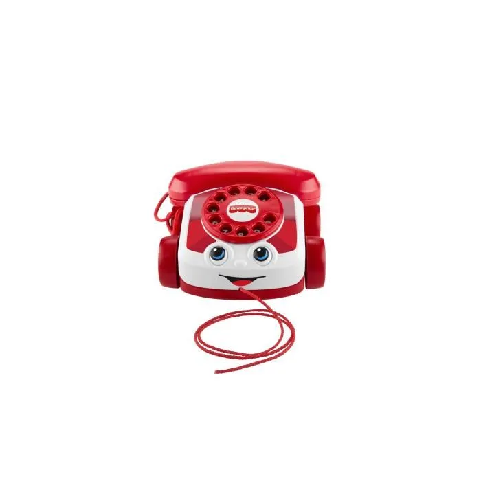 Fisher-Price Téléphone animé rouge JGG97 - Célébration 80e anniversaire Mattel - Jouet d'éveil avec cadran rotatif pour bébé à partir de 12 mois