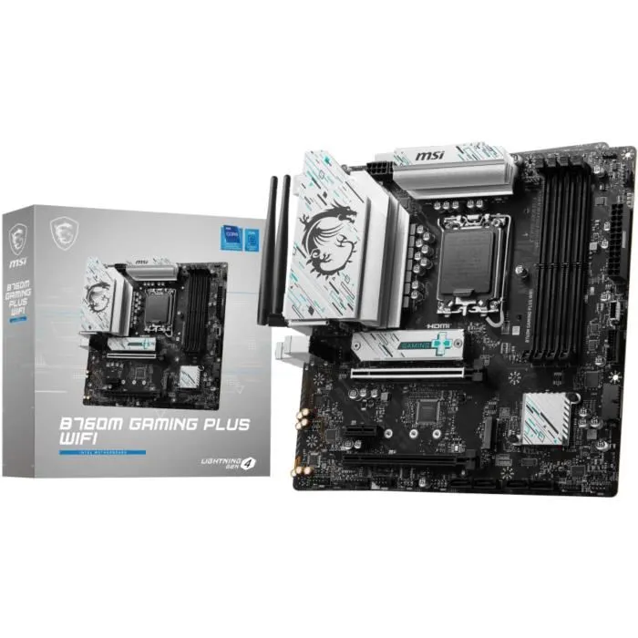 MSI B760M GAMING PLUS WiFi Carte mère micro-ATX Socket LGA 1700 Intel B760, DDR5, Wi-Fi 6E, 2.5G LAN, M.2 MSI B760M GAMING PLUS WiFi Carte mère micro-ATX Socket LGA 1700 Intel B760, DDR5, Wi-Fi 6E, 2.5G LAN, M.2