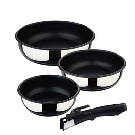 Bergner Bg - 32292 - mm Set de 3 poêles en acier inoxydable Click & Cook Ø18/Ø20/Ø24 cm
