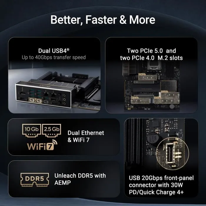 ASUS PROART X870E-CREATOR WiFi - Carte mère ATX Socket AM5 (AMD Ryzen) - DDR5, Wi-Fi 6E, M.2 ASUS PROART X870E-CREATOR WiFi - Carte mère ATX Socket AM5 (AMD Ryzen) - DDR5, Wi-Fi 6E, M.2