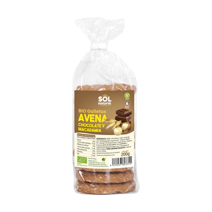 Sol Natural Galettes Avoine Choco Macadamia Bio 200g