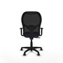 Chaise Alocén Synchro 3 positions tissu Bleu foncé Maille Noir Structure polyamide noire Accoudoir 1D Sans appui-tête Roulettes pour moquette