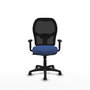 Chaise Alocén Synchro 3 positions tissu Bleu foncé Maille Noir Structure polyamide noire Accoudoir 1D Sans appui-tête Roulettes pour moquette