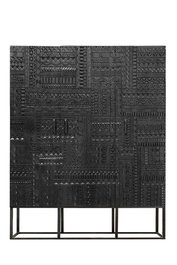 GINER Y COLOMER - Buffet 3 portes en bois de manguier et fer forgé couleur noir - Dimensions portes : 110x38 cm - Hauteur étagères : 34 cm