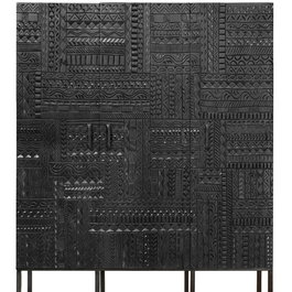 GINER Y COLOMER - Buffet 3 portes en bois de manguier et fer forgé couleur noir - Dimensions portes : 110x38 cm - Hauteur étagères : 34 cm