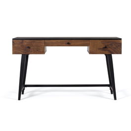 GINER Y COLOMER Bureau en bois de palissandre et manguier 3 tiroirs avec pieds métal, marron et noir - 132 x 50 x 76 cm