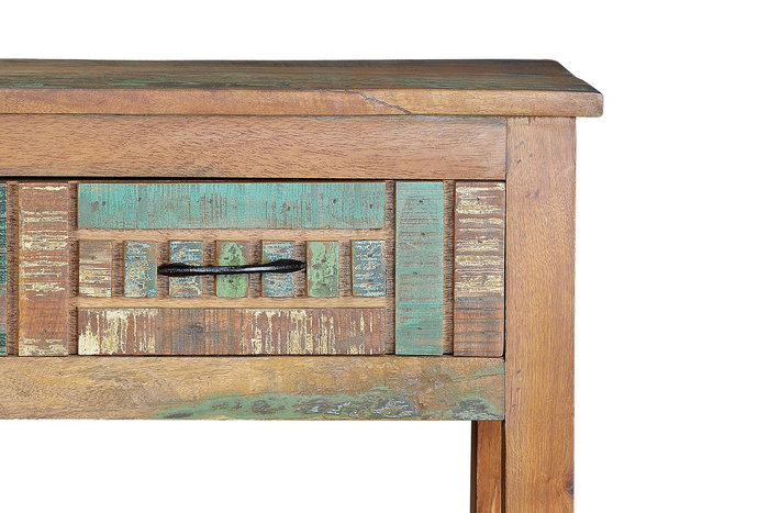 GINER Y COLOMER Console à 2 tiroirs en bois recyclé artisanal - Consola exclusiva - Multicolore - Dimensions 106x33x76 cm