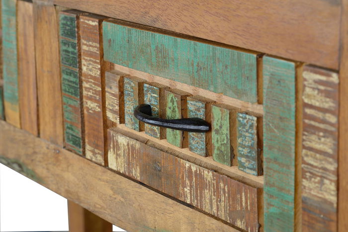 GINER Y COLOMER Console à 2 tiroirs en bois recyclé artisanal - Consola exclusiva - Multicolore - Dimensions 106x33x76 cm