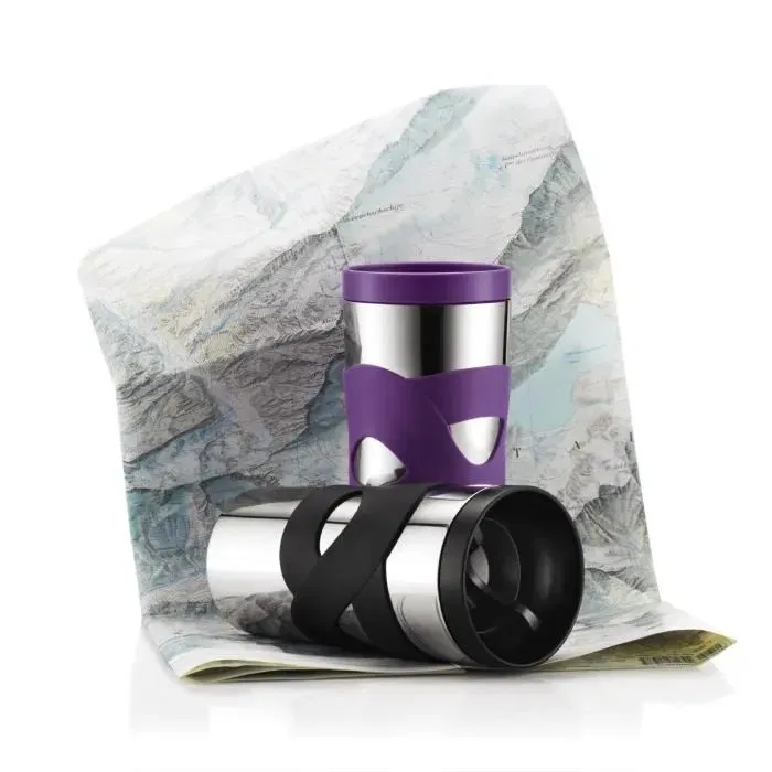 Bodum Travel Mug, Mug de voyage isotherme en acier inoxydable double paroi, Couvercle à vis hermétique, 0.35 litres, Noir